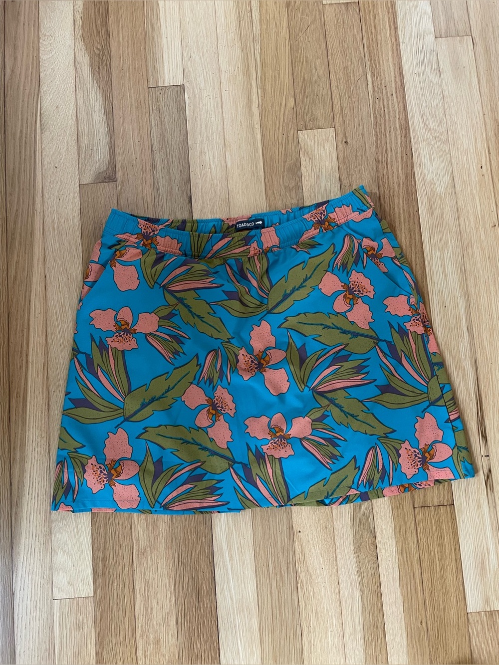 Blue Tropical Floral Mini Skirt